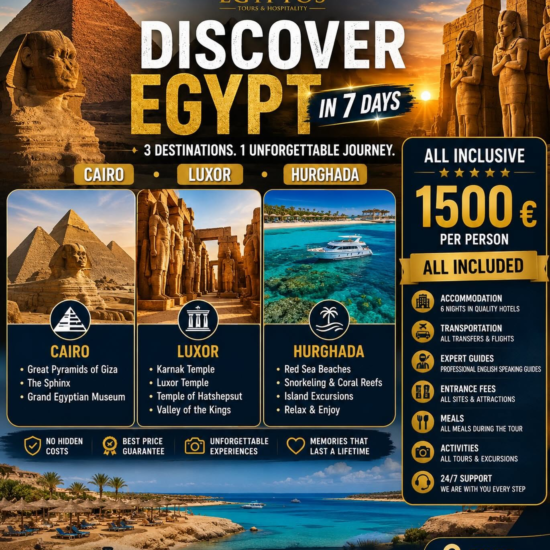 Seven-day Egypt tour covering Cairo, Luxor and Hurghada